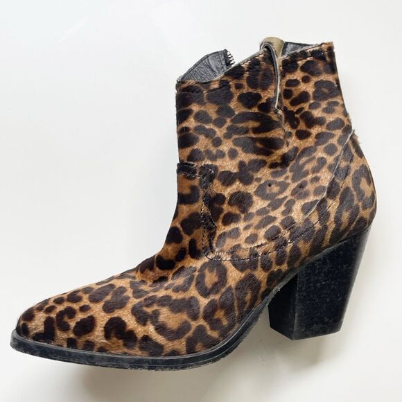 All Saints Rolene hair calf animal print zippered cowboy bootie 36 - Picture 7 of 13